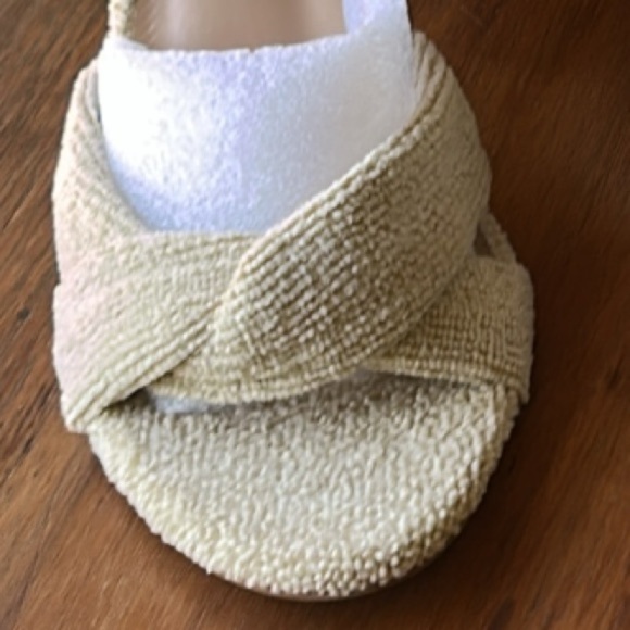 Terry Cloth Tan Women's Heels Kitten Heels Preppy Open Toe Sandals Toweling 2025 - Picture 8 of 15